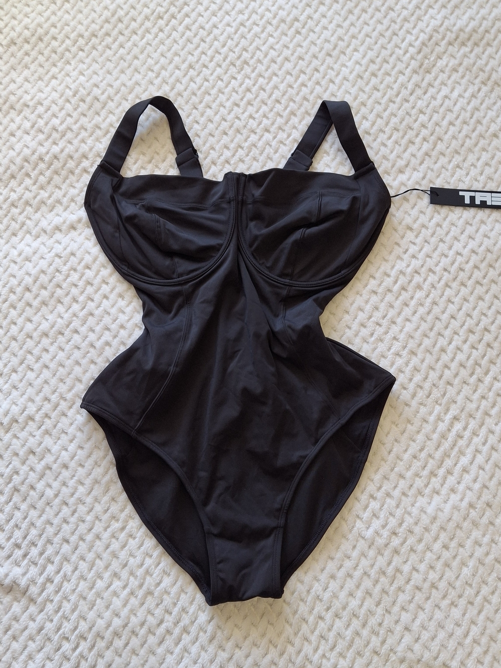 NWT TA3 Black Lifty Body Sculpting One-Piece Swimsuit Large Regular/Long
